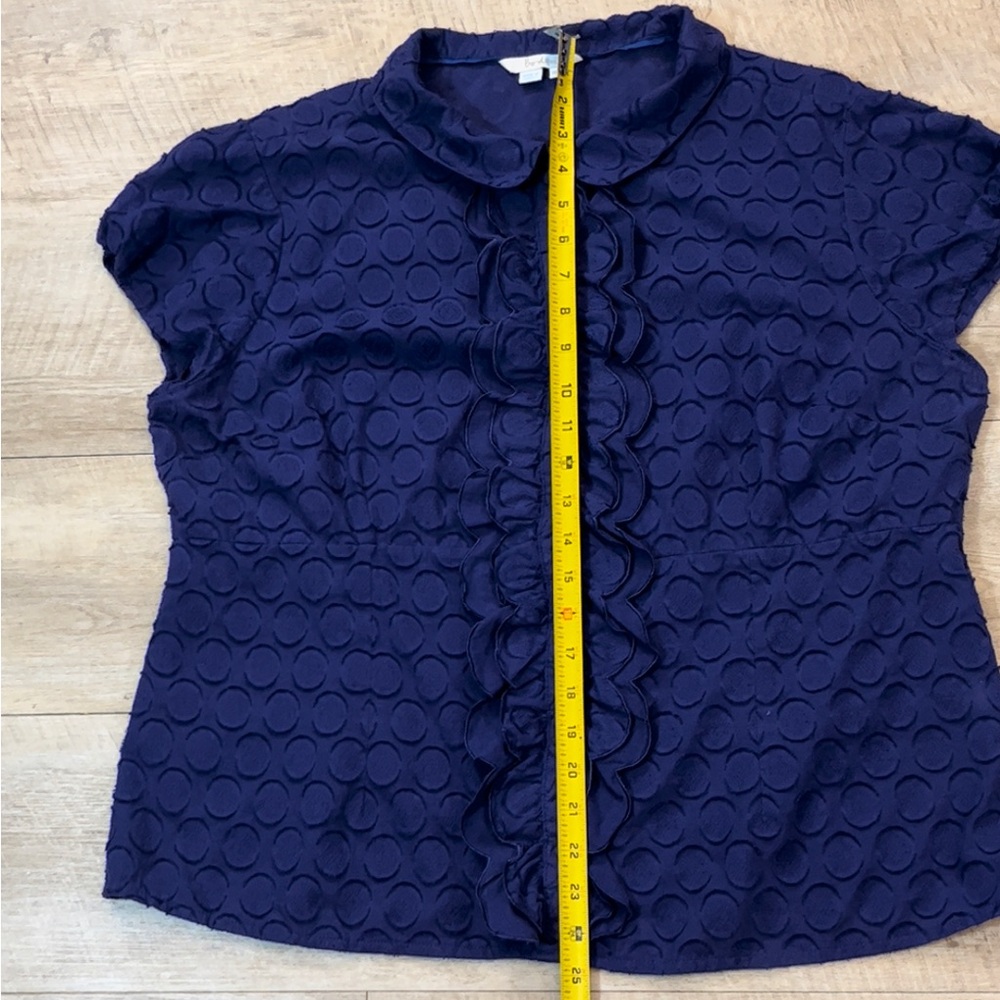 Boden Women’s Purple Cotton Double Ruffle Front Button Top Size 16 - Picture 4 of 6